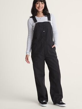 NWT VANS Black Sirelle Baggy Denim Overalls Pants - Medium